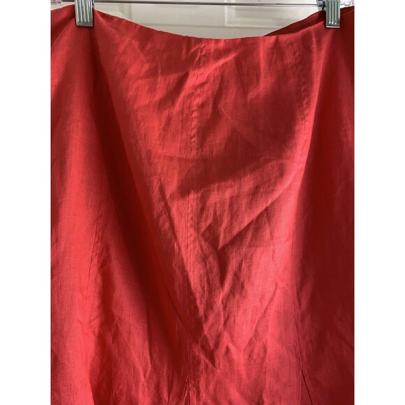 Kim Rogers Coral Linen Lined Midi Flared Skirt Sz 10 - Picture 4 of 7